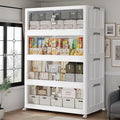 160Gal/640QT 4-Tiers Extra Large Stackable Storage Bins with Lid, Collapsible Cabinet Closet Organizer Plastic Container Box with Wheels Doors Drawers for Living Room Kitchen Office, White