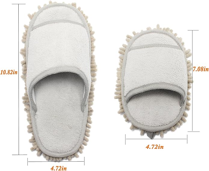ofoot Womens Open Toe Microfiber Floor Dust Cleaning Mop Slippers & Hand Towels Set 10 4/5"(Size 9-10)