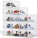 XX-Large Shoe Sneaker Storage Boxes for Size 14, Stackable & Thicken Clear Plastic Shoe Organizers 12 Packs for Entryway Closet Under Bed, Shoe Storage Cabinets Container Display Case w/ Magnetic Door