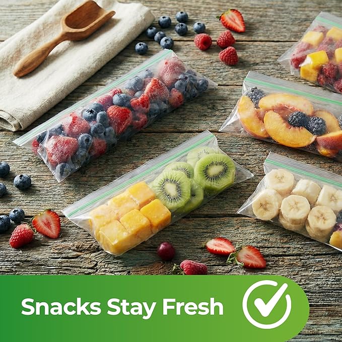 Snack Bags – 300 Count Resealable Extra Strong 2 Mil Leak Proof, Zipper Snack Baggies, Plastic Snack Bags for Food Storage, 6 1/2" x 3 1/4"