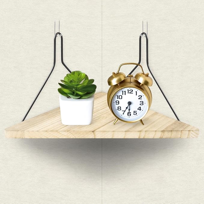 Fabric Wall Cubicle Corner Shelf with Hooks 11.8 Inch Wooden Triangular Cubicle Corner Shelf for Office Fabric Walls Display Storage Hanging Organizer for Work Decor Photo Frame