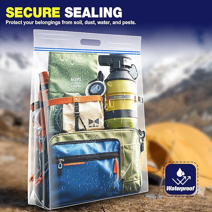 25 Gallon Jumbo Storage Bags, 35" x 24" Clear Plastic Zipper Bags with Handles, Extra Heavy Duty Large XL for Travel, Moving, Clothing, 3 Packs