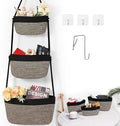 Hanging Basket, 3-Tier Woven Wall Basket with 4 Hooks, Cotton Rope Storage Baskets, Over the Door Organizer for Nursery, Bedroom, Cottage and Boho Wall Decor