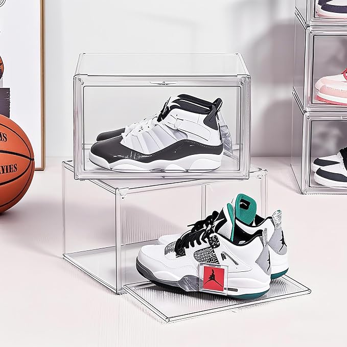 Clear Acrylic Display Case with Magnetic Lid-Dustproof Plastic Book Storage box,Clear Box,Purse Storage Organizer,Action Figure Display Case,Acrylic Sneaker Shoe Box(1 Pack)