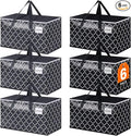 Extra Large Moving Bags, Heavy-Duty Storage Totes with Zipper Top and Sturdy Handles, Moving Supplies for Space Saving and Packing, Collapsible Storage Bags, Black & Gray, 88L, 6-Pack