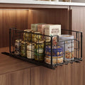 Pull Out Cabinet Sliding Basket Organizer, No Drill, Black | Heavy Duty Slide Out Drawer for Kitchen Cabinet, Adhesive Sliding Shelves for Kitchen Bathroom Home, 13.8"D x 8.5"W x 6.3"H