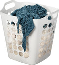 Flexible Plastic Laundry Basket - Square Storage Hamper with Side Handles for Easy Carrying - Versatile Organizer for Laundry, and Household Storage, White 50 Litter