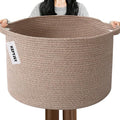 115L Large Blanket Basket,23.6" L x 23.6" W x 15.7" H Rope Woven Baskets with Handles, Toys Storage Bins,Laundry Basket Perfect for Living Room, Nursery,Bedroom,Home Organization,Brown