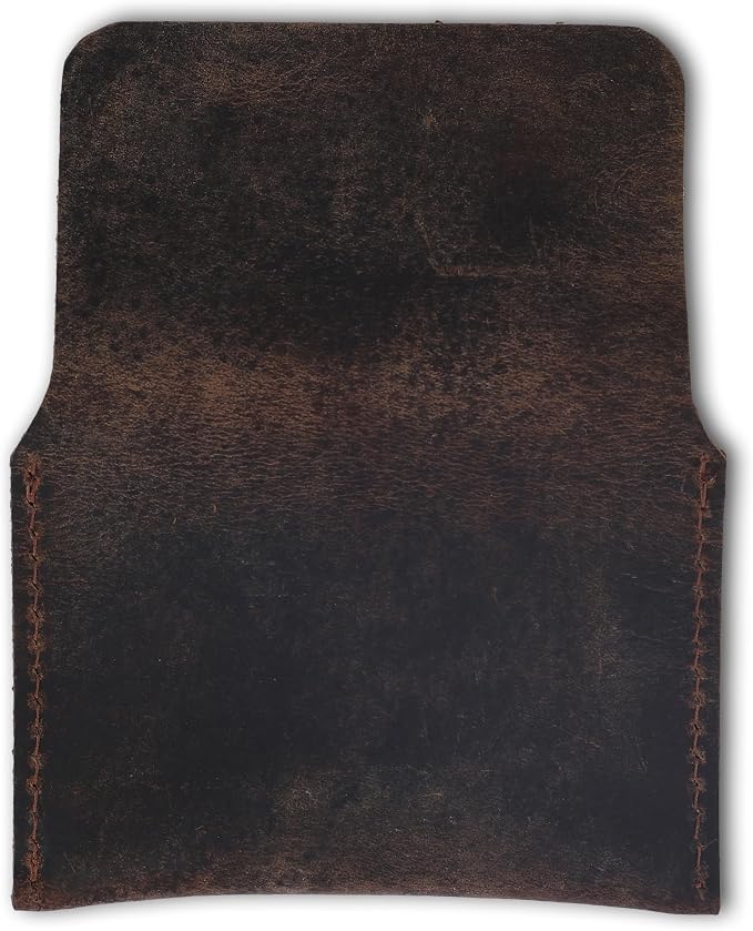 Distressed Leather Business Card Holder Slim Credit Card Wallet for Men and Women Vintage Brown Leather Compact Minimalist Card Organizer for Pocket or Purse Durable Card Case (Brown)