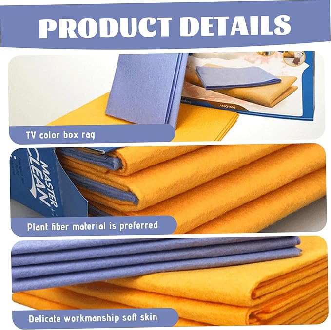 8PCS Shammy Cloth, Absorbent Cleaning Cloth Easy to Clean for Home, Kitchen, Bathroom, Car & Pet Stains