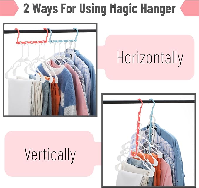 Mr. Pen- Space Saving Hangers, 8 pcs, 360° Rotating Hooks | Magic Cascading Hanger Organizer with 5 Enclosed Slots, Closet Organizers and Storage for Clothes