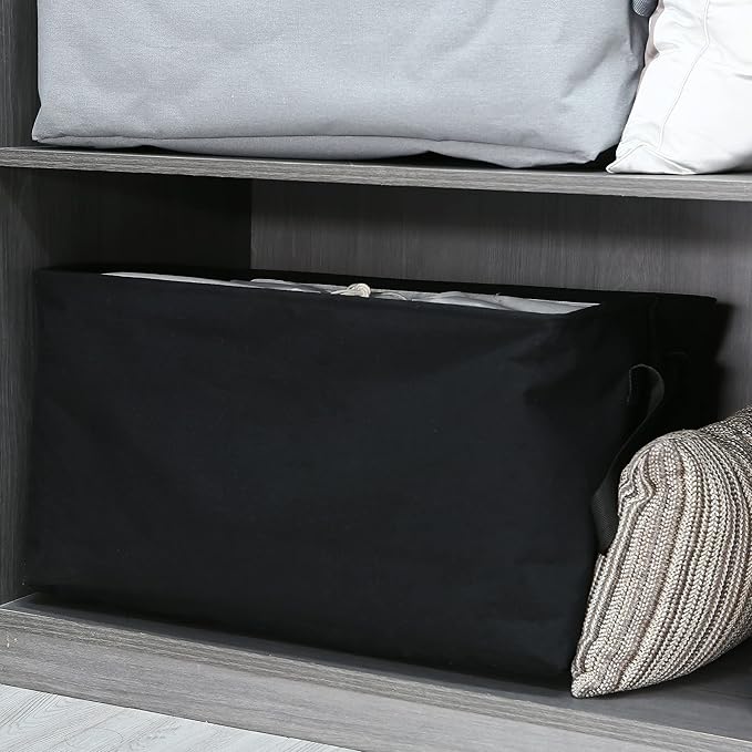 Hinwo 102L XXL Storage Bins, 4-Pack Closet Organizers and Storage, Foldable Clothes Storage Baskets with Handles, Containers for Clothing, Blanket, Comforters, Toys, Bedding (Black)