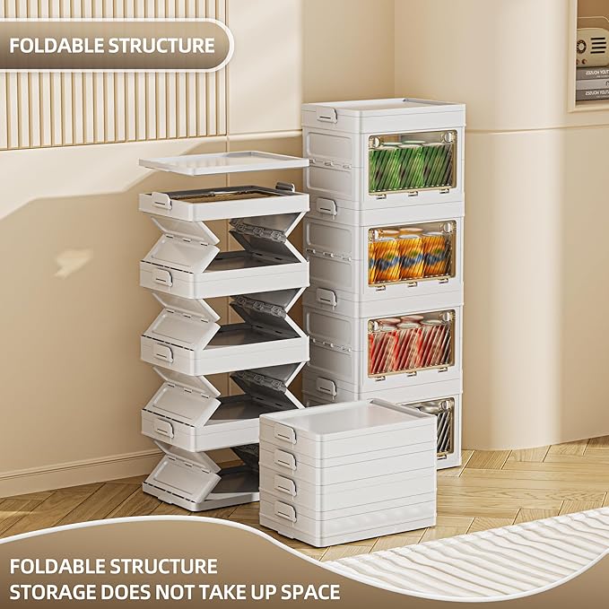 40 QT / 10 Gal Space Saver Foldable Cabinet Slim Profile, Double Transparent View Doors, Instant Pull-Up Frame for Apartments/Dorms