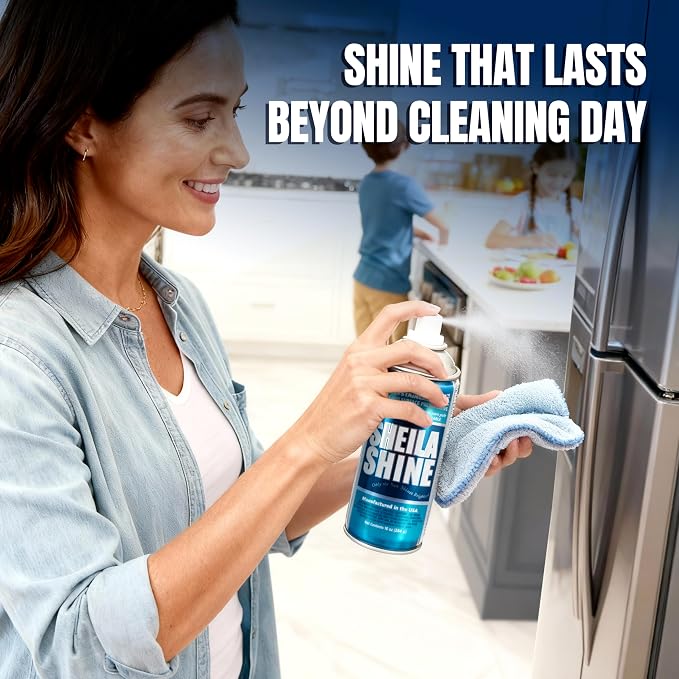 Sheila Shine 10oz Stainless Steel Cleaner and Polish - Cleans, Polishes & Protects Kitchen Appliances, Refrigerators, Sinks, Ovens & Grills - Residue, Streak Free Shine - Spray Stainless Steel Cleaner