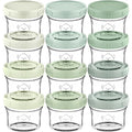 KeaBabies 12pk 4oz Glass Baby Food Containers with Lids, Leak-Proof (Sage) | Microwavable Small Glass Jars, Baby Purees, Toddler Snack Storage Containers, BPA-Free, Dishwasher-safe, Freezer Safe