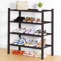 Smiry Bamboo Shoe Rack, 4 Tier Free Standing Wooden Shoe Organizer, Stackable Wood Shoe Storage Shelf for Closet, Entryway, 14 Vertical Slats, 2+2 Stack Heavy-Duty Legs, 26.8"x11"x26", Brown