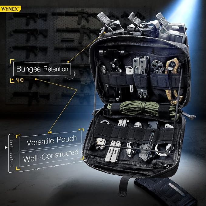 WYNEX Tactical Mag Admin Pouch, Molle Triple Magazine Pouches | Utility Tool Pouch Medical EMT Organizer with Triple Stacker Magazines Holder for M4 M16, Molle Compatible, Patch Included