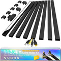Cord Hider Kit, 113.4in Cord Covers for 2-4 Wires on Wall, Self-Adhesive Cable Hider Wire Covers for Cords on Wall, Paintable Cable Cover Raceway, Cord Hider for Walls Mount Tv, W0.95 H0.55in, Black
