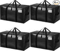 BAGAIL Heavy Duty Moving Bags with Strong Handle, Extra Large Moving Boxes, Storage Tote for Clothes, College Moving Supplies(Black, 4 Pack)