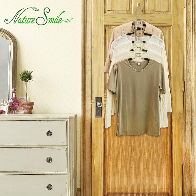 Nature Smile No Shoulder Bump Multiple Sweater Coat Clothes Hangers,Multi Layers Space Saving T Shirt Blouse Rack,(2 Pack Black Color)