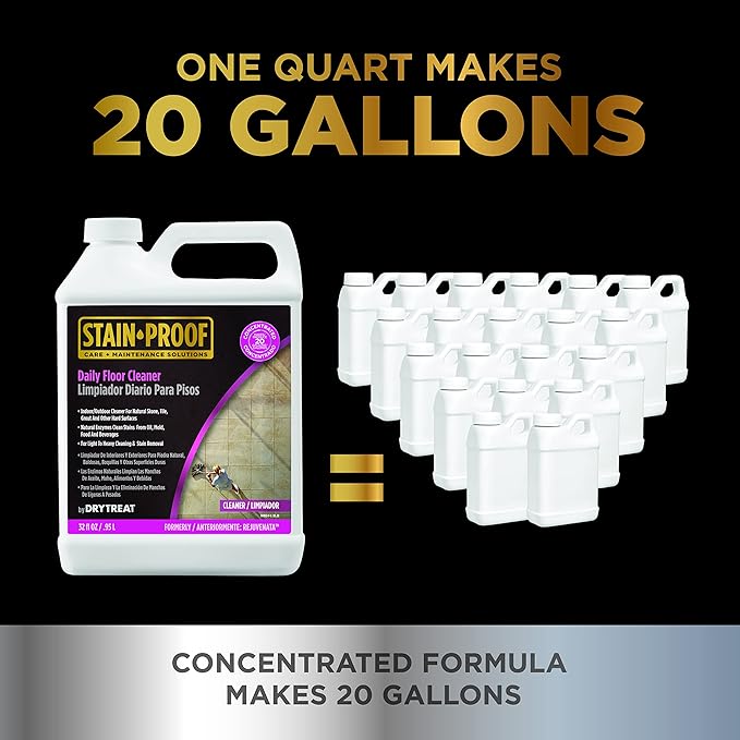Stain Proof Daily Floor Cleaner Concentrate - 1 Qt., Enzymatic Cleaning Formula for Mopping Tile, Marble & Luxury Vinyl Floors; Hyper-Biodegradable Cleaner Solution