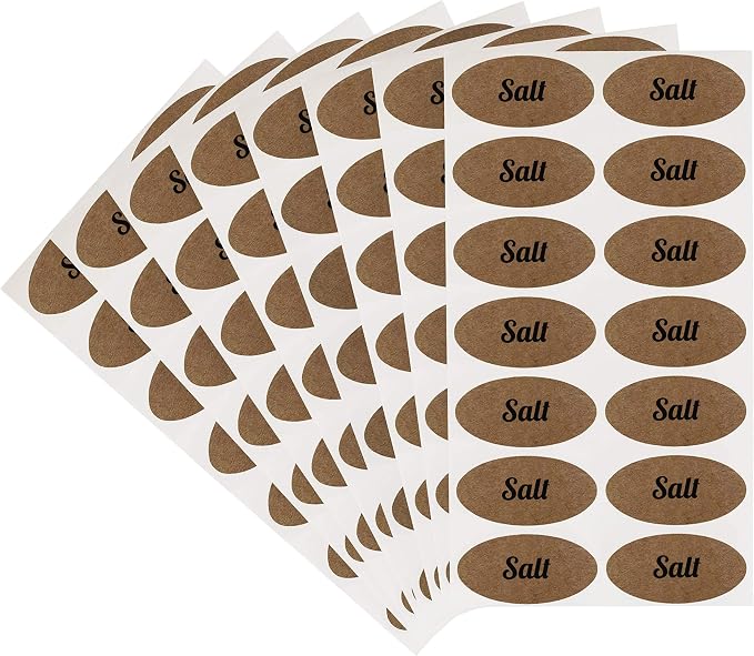 ChromaLabel 1 x 2 Inch Oval Kraft Labels, Imprinted, 112 Stickers per Pack, Salt