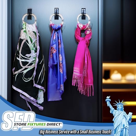 Clear Plastic Retail Scarf Rings - Round Fine Garment Hangers - 2.58" ID - 3.25" OD - 50 Pack