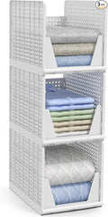 Sorbus Stackable Shelf Organizer Baskets – Plastic Closet Organizer for Clothes, Pantry, Bathroom, Kitchen & Garage – Open Front Storage Bins for Cabinets, Countertops & Under Shelf Organization