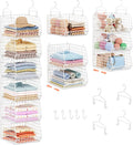 6 Tier Extended Depth Hanging Closet Organizer, Closet Storage Hanging Shelves with Hanging Hooks for Clothes Sweaters Towels Handbags, Stackable Metal Mesh Bins For Closet, Laundry, Bathroom, Dorm