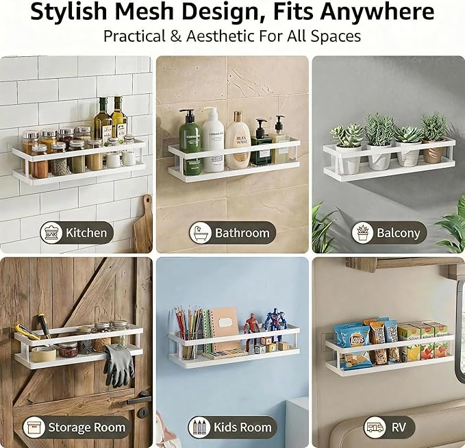PUSDON Metal Wall Hanging Basket 2 Packs DIY Suitable for Multiple Scenes - Large White Guardrail