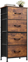 WLIVE Dresser with 4 Drawers, Fabric Storage Tower, Organizer Unit for Bedroom, Hallway, Entryway, Closets, Sturdy Steel Frame, Wood Top, Easy Pull Handle, Rustic Brown Wood Grain Print