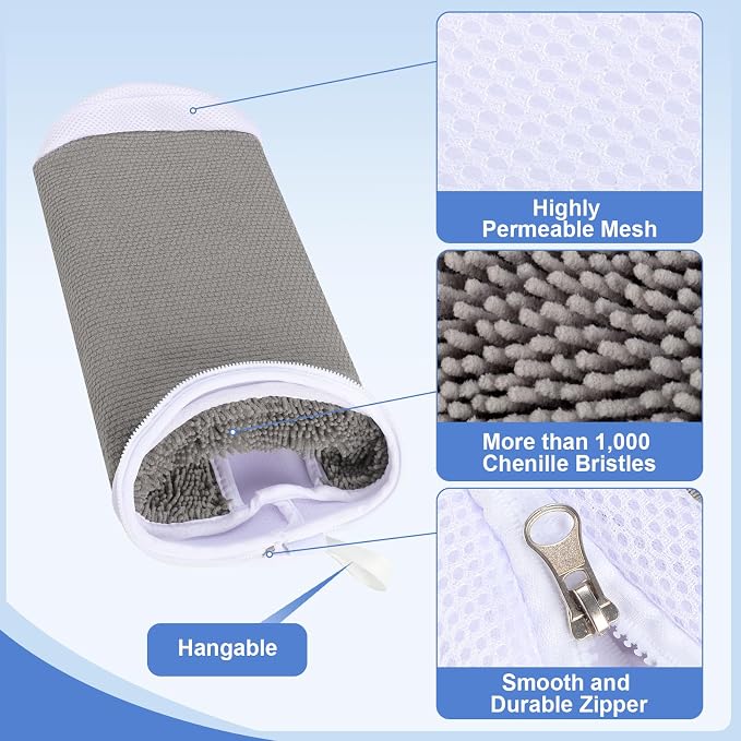 Dntorx 2 PCS Shoe Washing Machine Bags for Washer and Dryer, Grey + White | Reusable Laundry Shoe Bag, Hands Free, Hidden Self-locking Zipper, 360° Deep Cleaning, For Sneakers and All Shoes Types