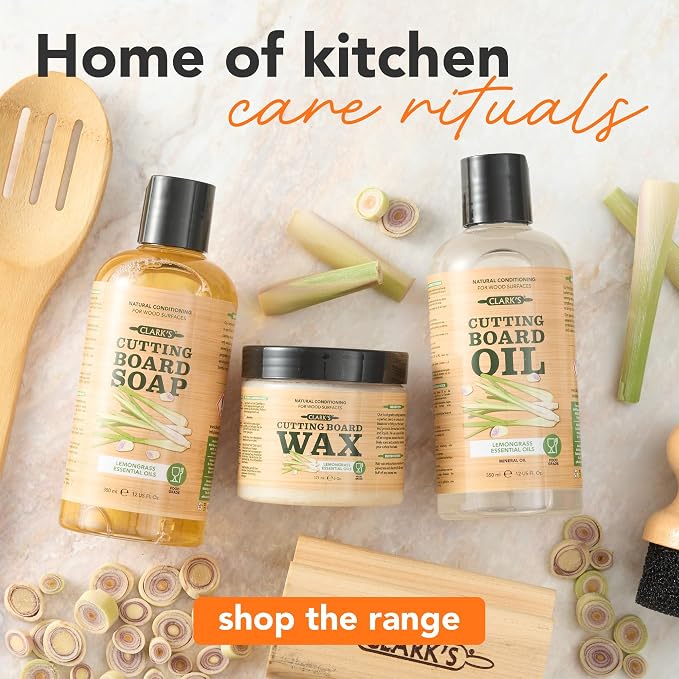 CLARK'S Cutting Board Cleaner, 12 oz - Lemongrass Scent - Food Safe | Cutting Board Soap for Butcher Blocks, Wooden Kitchen Utensils - Use Before Food Grade Mineral Oil