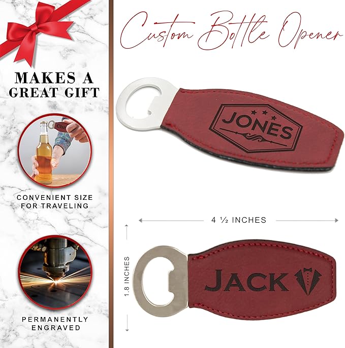 The Wedding Party Store Custom Engraved and Personalized Beer Bottle Opener for Groomsmen Housewarming