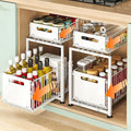Under Sink Organizer, 2-Tier Multi-Use Kitchen and Bathroom Organizers and Storage, Slide Out Thickened Metal Under The Sink Organizer for Kitchen Bathroom Pantry (Style A White, 2 Pack)