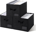 GRANNY SAYS Storage Baskets for Closet Shelves, Fabric Storage Bins for Clothes, Closet Organization Bins, Collapsible Storage Bins with Handles, Black, Large, 3-Pack