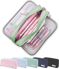 FAHZON Cute Pencil Case, 3 Large Compartments Pencil Pouch, Elastic Pen Slots&Mesh Pockets for Stationery, Pencil Bag for School Supplies with Zipper for Girls Boy Women Teens Adults-Green