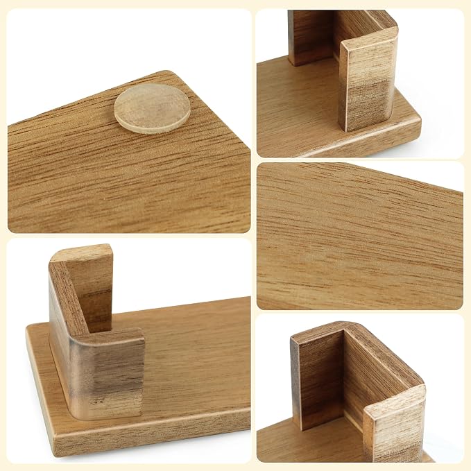Business Card Holder for Desk, Acacia Wood Desktop Name Card Display Stand & Office Desk Accessories for Office Home Tabletop Exhibition