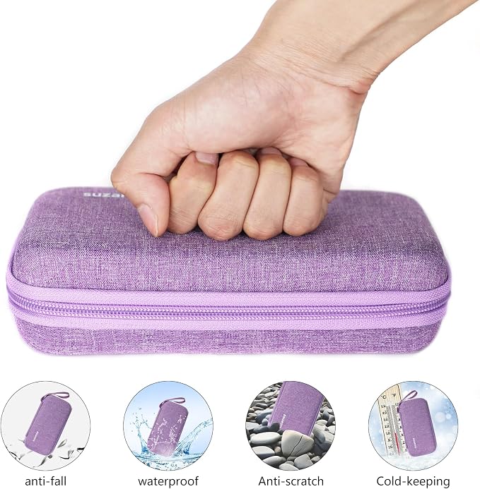 suzamed Insulin Cooler Travel Case,EVA Insulation Travel Medicine Kit with 2 Ice Packs for Diabetes Care,Insulin Pen and Other Diabetic Supplies (Purple)