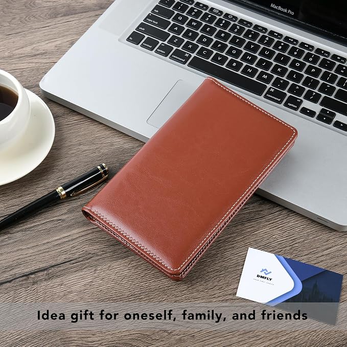 Leather Professional Business Card Holder Organizer Book - 300 Card Capacity Premium PU Folder with Soft Cover, Name Card Credit Cards Binder for Men/Women, Red Brown
