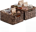 StorageWorks Large Wicker Baskets for Storage, Water Hyacinth Storage Baskets for Organizing, Wicker Storage Baskets for Shelves, Brown, Large & Medium, 2-Pack