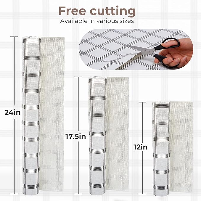 Coavas Shelf and Drawer Liner, Non Slip Extra Grip Non Adhesive Waterproof Thickened Cabinet Mat, Easy Cut for Kitchen Pantry Bathroom Dresser Cupboard (Stripe, 12IN x 20FT)