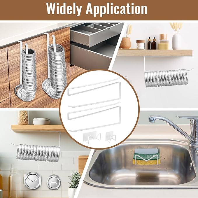 Dreyoo 4 Pcs Mason Jar Lid Organizer, Canning Jar Lids & Rings Holder | Holds Up to 38 Lids and 34 Rings, Come With Adhesive-Backed,Easy to Slide-On Cabinet, Stainless Steel and Iron (White)