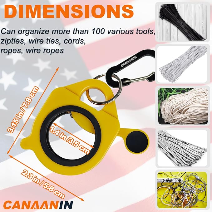 Zip Tie Holder Cable Tie Holder Heavy-Duty Colored Upgraded for Tool Belt Electrician Tool Tradie Bits Organized Strong Efficient Storage Reusable Portable (Yellow, 2 Piece)