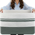 Large Laundry Basket/Hamper, 25"x16"x16" Rectangle Woven Basket | Toy Storage Basket, Baby Blanket Basket, With Handle, Shelf Basket, Living Room Organizing