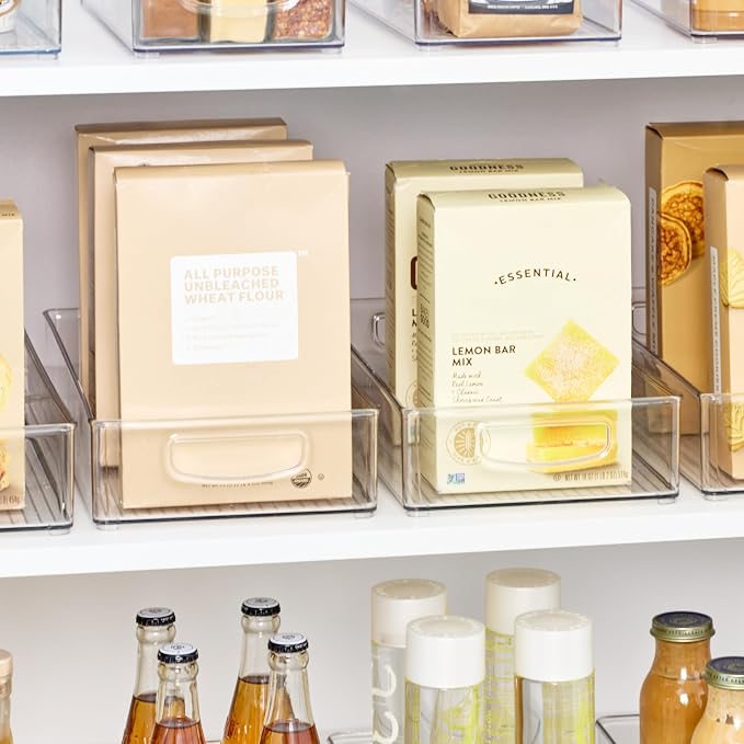 iDesign Stackable Clear Plastic Extra Long Pantry Organizers | Cabinet Storage Bins, For Kitchen