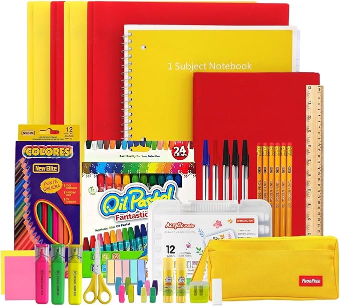 Anlass 87 PCS Comprehensive Back-to-School Supply Set for Grades K-12, Essential Classroom Kit with Folders, Notebooks, Pencils & More
