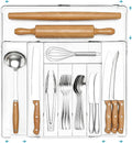 Vtopmart Expandable Silverware Organizer, Clear Plastic Food-Safe Cutlery Flatware Organizer, Kitchen Utensil Drawer Organizer, Adjustable Silverware Holder for Spoons Forks Knives, (6-9 Slots)