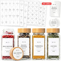 Minimalist Spice Jar Labels Self-Adhesive - 240 Stickers for Spice Jars, Spice Jars & Drawers, Round & Rectangular, Waterproof Spice Organiser Labels for Kitchen Organisation (White)