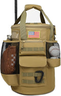 Baseball Bucket Bag 6 Gallon Tactical Softball Coaches Bag with Padded Seat | Baseball Bucket Cover Organizer for Training Equipment, Balls, Bat, Gloves, Scoreboards, with Shoulder Strap